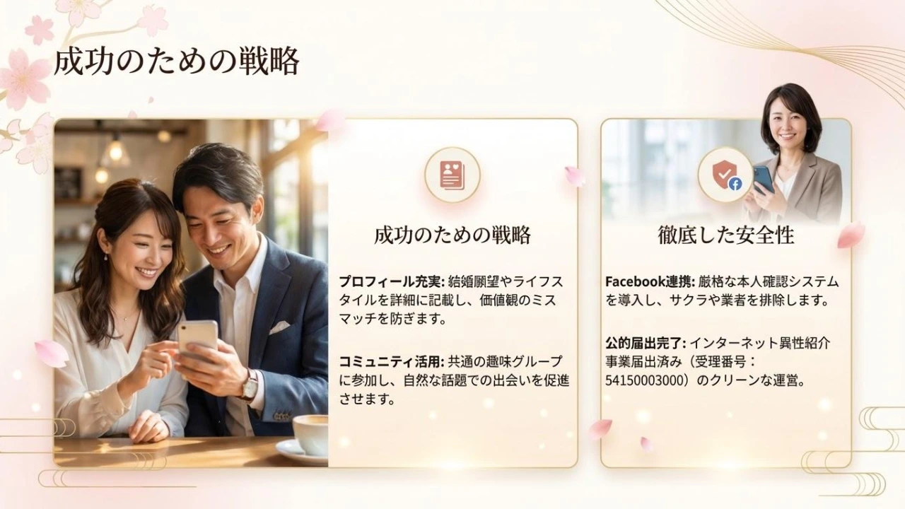 feliz（フェリース）の安全性と業者排除の仕組み。公的証明書による厳格な年齢認証、24時間365日の監視体制を解説する図解。